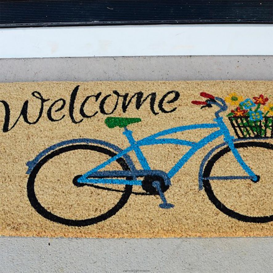 60H0821937 Plow & Hearth tapis coco bienvenue vélo avec fleurs tapis et nattes