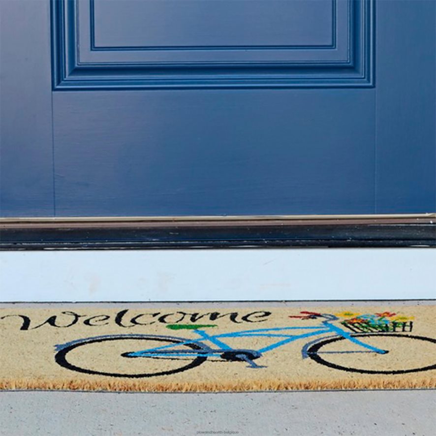 60H0821937 Plow & Hearth tapis coco bienvenue vélo avec fleurs tapis et nattes