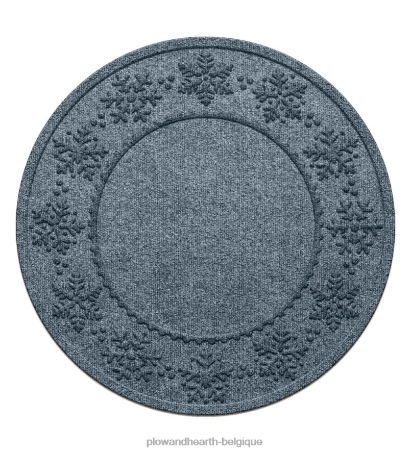 60H0821954 Plow & Hearth Tapis de sapin de Noël anti-éclaboussures en forme de flocon de neige Waterhog - bleu tapis et nattes