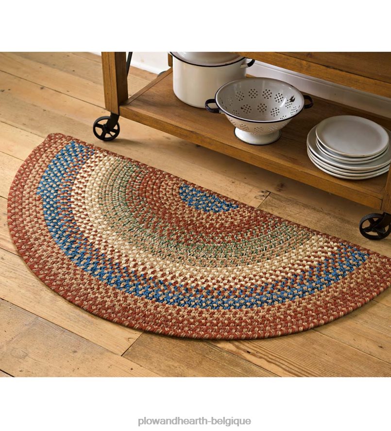 60H0821894 Plow & Hearth Tapis demi-rond roanoke en polypro tressé, 2' x 4' - noir uni tapis et nattes