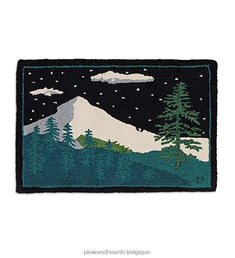 60H0821751 Plow & Hearth Tapis en laine crocheté à la main Winter Woods, 24 x 36 tapis et nattes