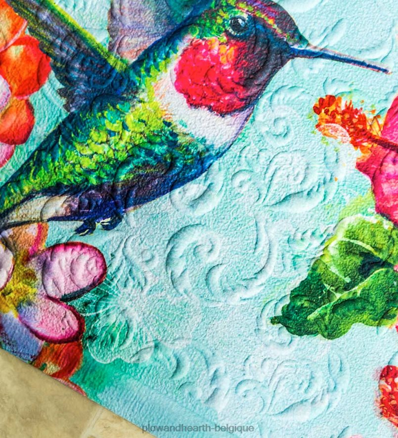 60H0821378 Plow & Hearth Tapis de sol gaufré colibri et hibiscus tapis et nattes