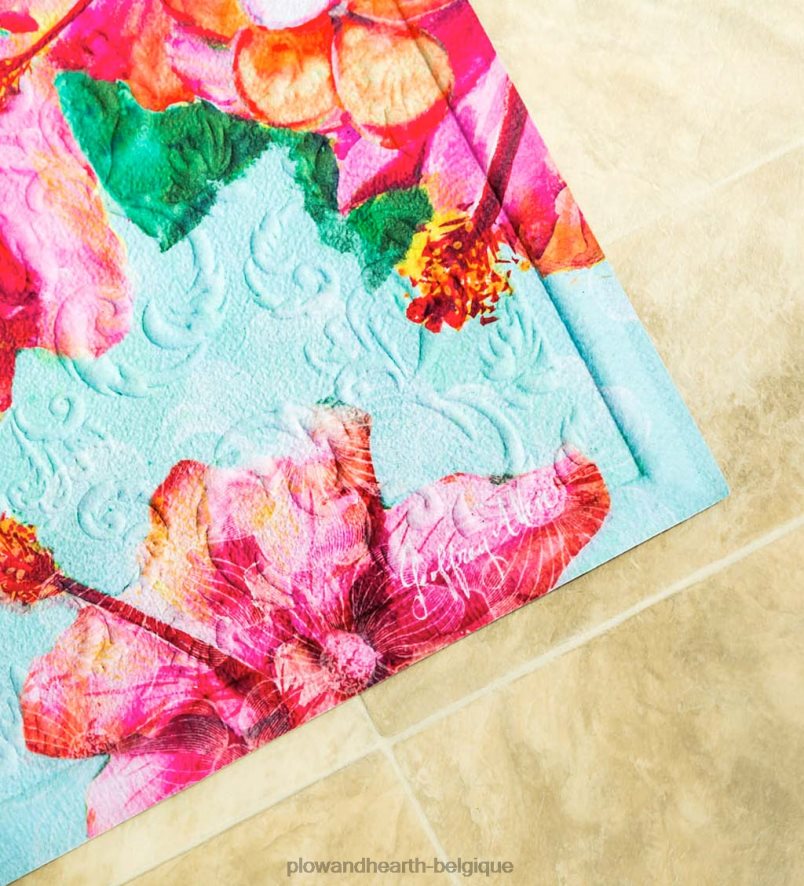 60H0821378 Plow & Hearth Tapis de sol gaufré colibri et hibiscus tapis et nattes