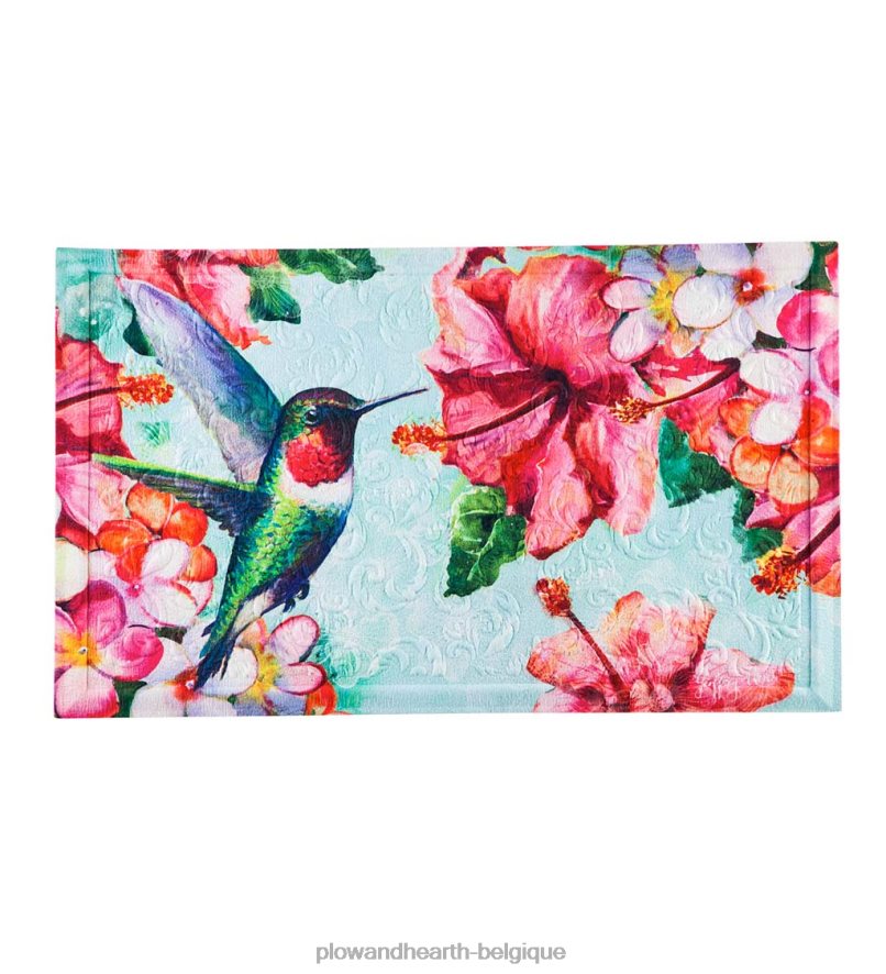60H0821378 Plow & Hearth Tapis de sol gaufré colibri et hibiscus tapis et nattes