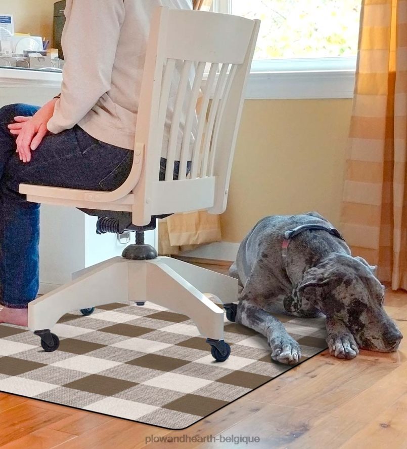 60H0821924 Plow & Hearth Tapis de chaise à carreaux Buffalo - marron tapis et nattes