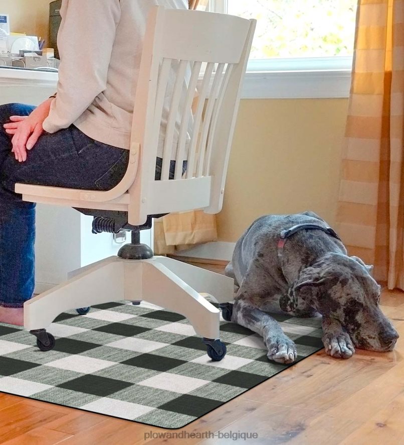 60H0821924 Plow & Hearth Tapis de chaise à carreaux Buffalo - marron tapis et nattes