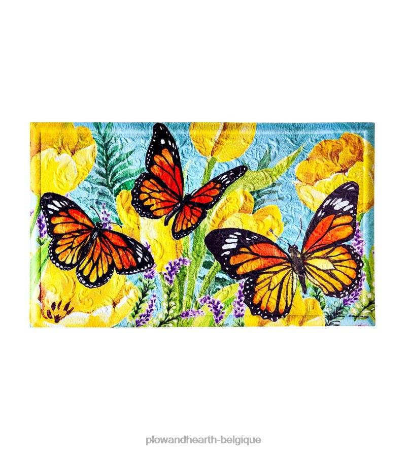 60H0821927 Plow & Hearth Tapis de sol gaufré tulipe et papillon tapis et nattes