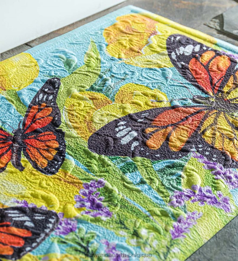 60H0821927 Plow & Hearth Tapis de sol gaufré tulipe et papillon tapis et nattes