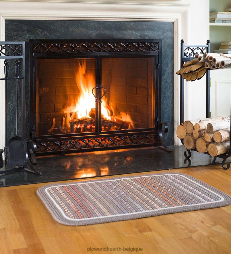 60H0821788 Plow & Hearth Tapis tressé à bordure unie en laine Lynnhaven tapis et nattes