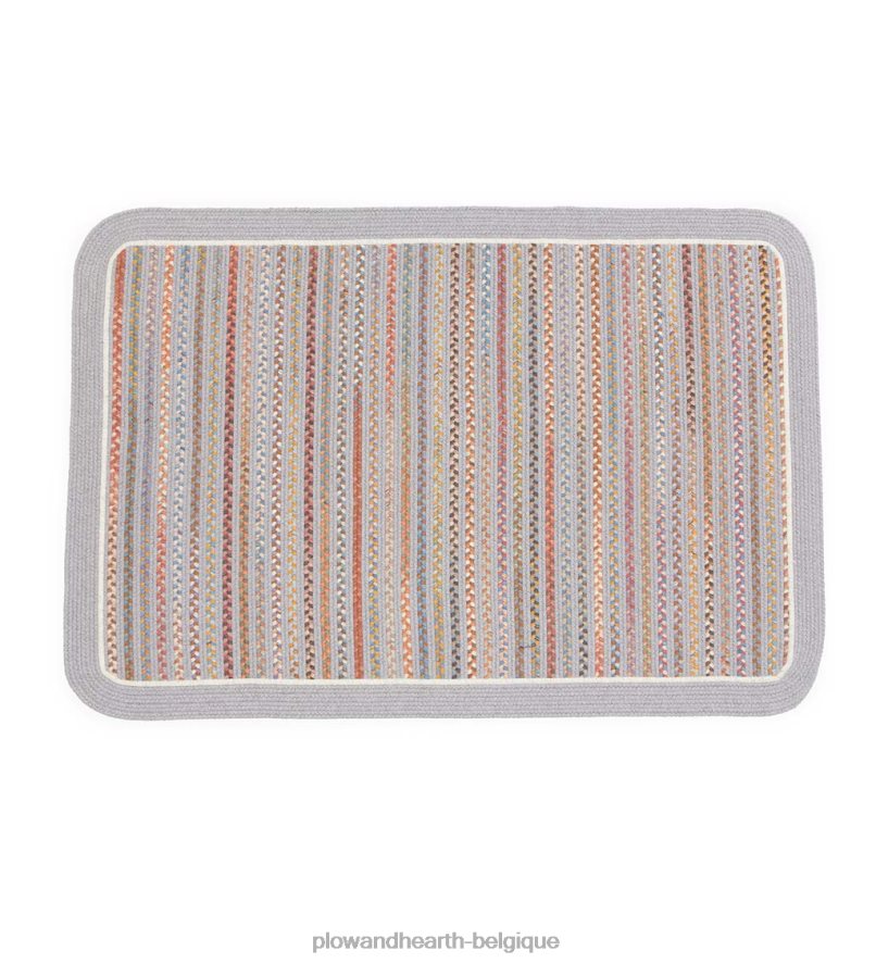 60H0821788 Plow & Hearth Tapis tressé à bordure unie en laine Lynnhaven tapis et nattes