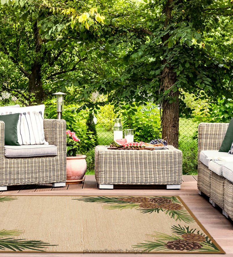 60H0821792 Plow & Hearth Tapis vinyl avec bordure de lac forestier, intérieur/extérieur tapis et nattes