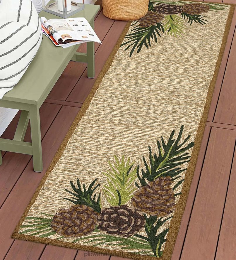 60H0821792 Plow & Hearth Tapis vinyl avec bordure de lac forestier, intérieur/extérieur tapis et nattes