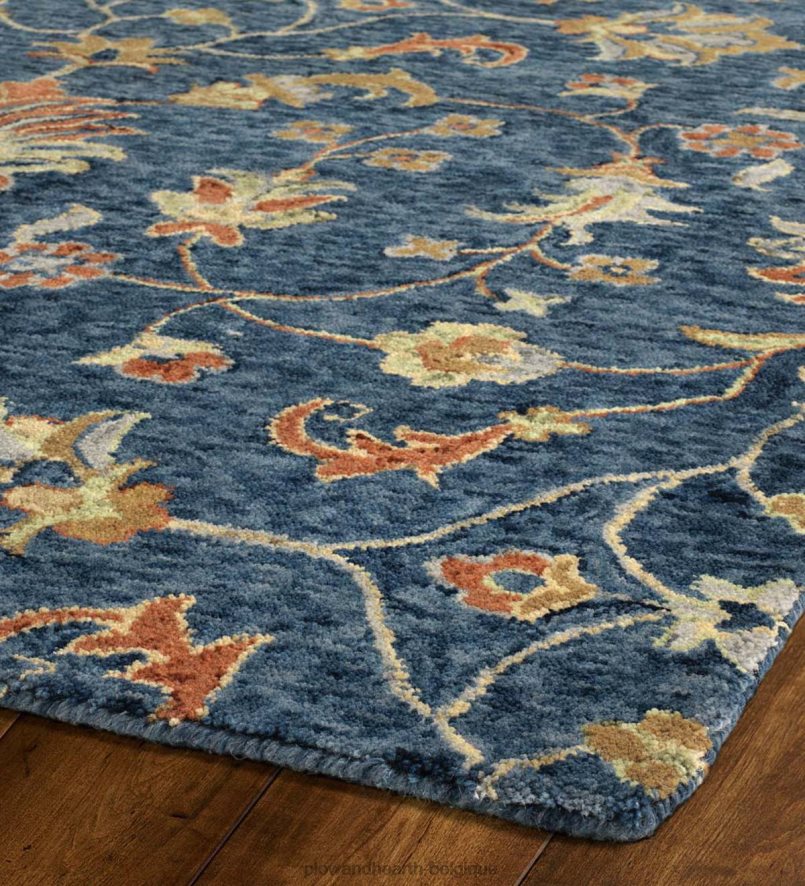 60H0821813 Plow & Hearth tapis en laine denim carmona tapis et nattes